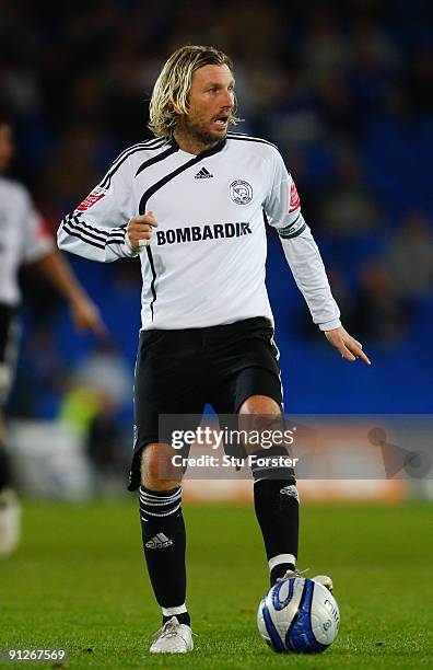 Robbie Savage of Derby in action during the Coca-Cola Championship match between Cardiff City and Derby County at the Cardiff City stadium on...