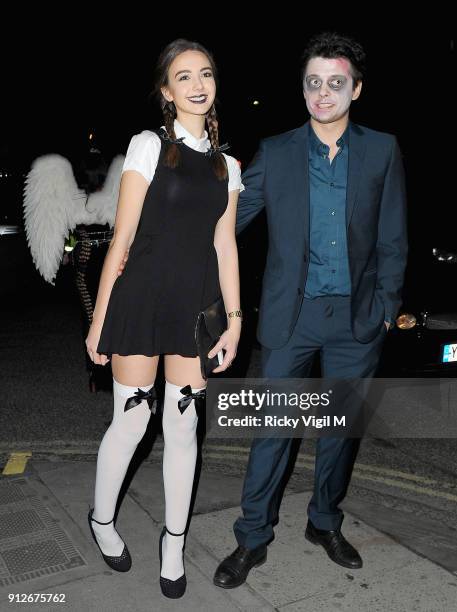 Sarah Stanbury and Fenton Bailey attend the Death Of A Geisha VIP Halloween Party on November 1, 2014 in London, England.