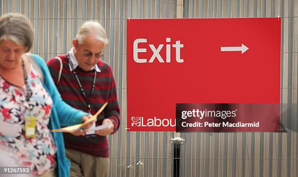 Delegates arrive at the Labour Party Conference on September 30, 2009 in Brighton, England. The Labour Party Conference enters its fourth day with...