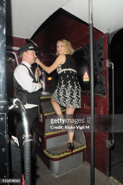 Amanda Holden is seen leaving the Theatre Royal Drury Lane after Shrek the Musical on September 30, 2011 in London, England.