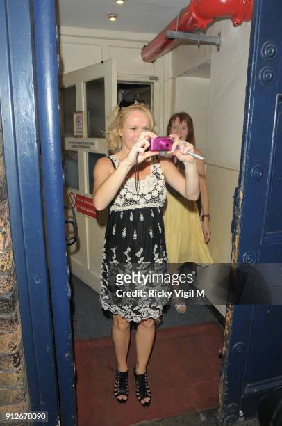 Amanda Holden is seen leaving the Theatre Royal Drury Lane after Shrek the Musical on September 30, 2011 in London, England.