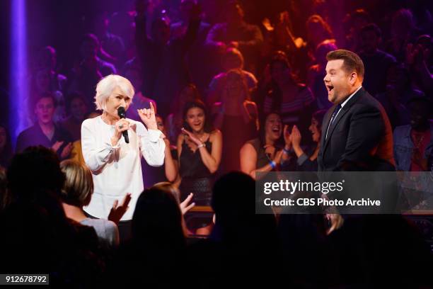 Helen Mirren performs in Drop The Mic with James Corden during "The Late Late Show with James Corden," Tuesday, January 30, 2018 On The CBS...