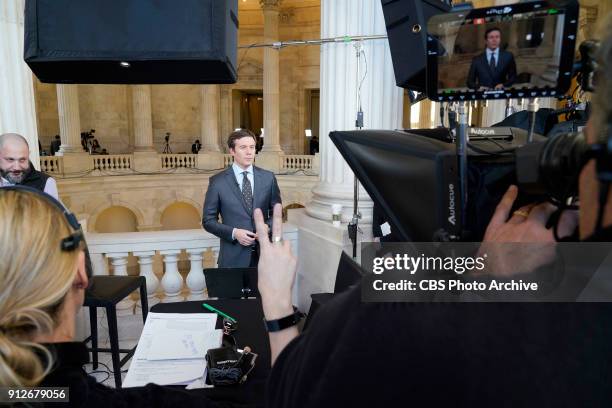 Evening News Anchor Jeff Glor reports live from Capitol Hill for coverage of the 2018 State of the Union on Jan. 30 in Washington, D.C.