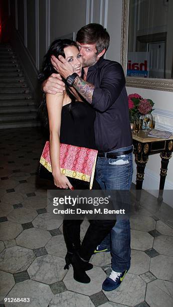 Jessica Jane Clement and Lee Stafford attend the Hair Magazine Awards 2009 held at Il Bottaccio on September 29, 2009 in London, England. (Photo by...
