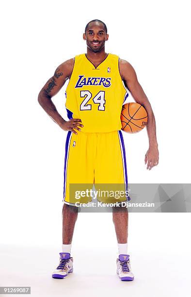 Kobe Bryant of the Los Angeles Lakers poses during Lakers media day at the Lakers training facility on September 29, 2009 in El Segundo, California.