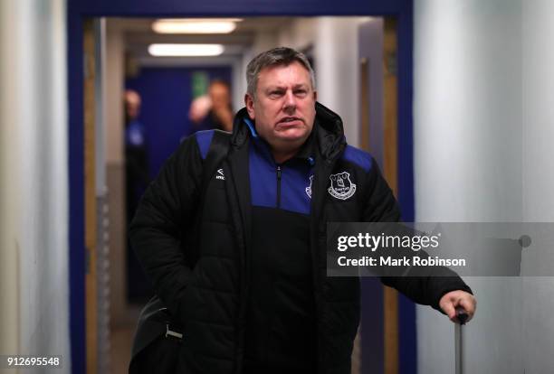 Craig Shakespeare, Everton assistant team manager arrives at the stadium prior to the Premier League match between Everton and Leicester City at...