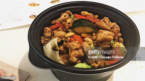 Kung pao chicken with steamed vegetables at Panda Express.