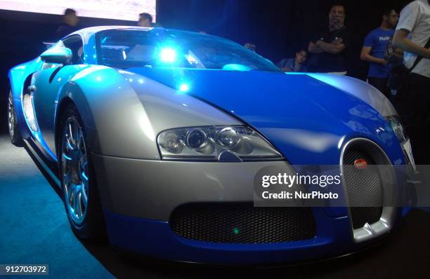 Presentation of Bugatti Veyron in Jakarta, Indonesia, on January 31, 2018. Bugatti Veyroy is the fastest car in the world that can drive up 407 km...