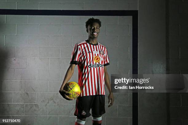 Ovie Ejaria, pictured after being unveiled as a Sunderland player at The Academy of Light on January 31, 2018 in Sunderland, England.