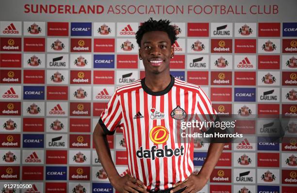 Ovie Ejaria, pictured after being unveiled as a Sunderland player at The Academy of Light on January 31, 2018 in Sunderland, England.