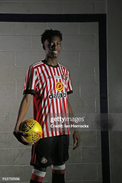 Ovie Ejaria, pictured after being unveiled as a Sunderland player at The Academy of Light on January 31, 2018 in Sunderland, England.