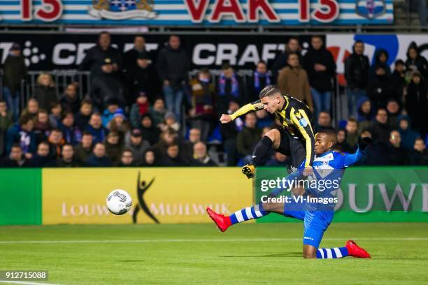 Goal Bryan Linssen of Vitesse, Ruben Ligeon of PEC Zwolle during the Dutch Eredivisie match between PEC Zwolle and Vitesse Arnhem at the MAC3Park...