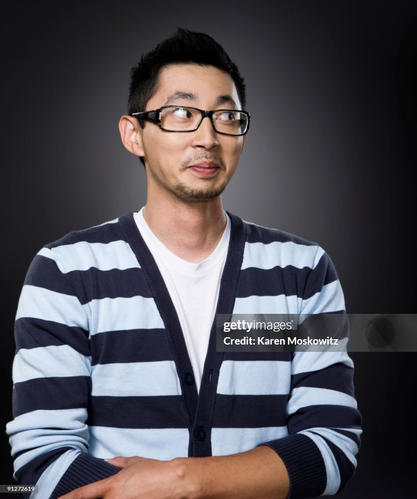 Portrait of man looking off to side