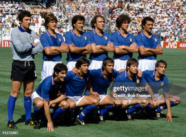Italian team group prior to the start of the Italy v Argentina World Cup match played in Barcelona, Spain on the 29th June 1982. Back Row, Left to...