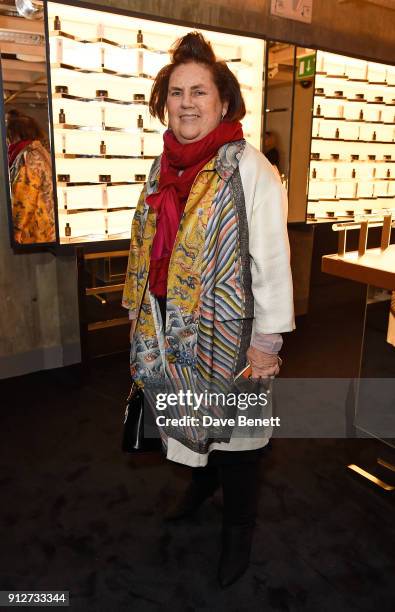 Suzy Menkes attends House 99 brand launch at Harvey Nichols on January 31, 2018 in London, England.