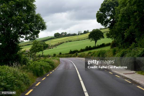 winding road and rolling landscaep at bantry, county cork, ireland - condado de cork fotografías e imágenes de stock