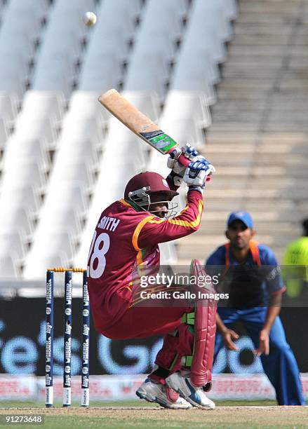 Devon Smith of the West Indies ducks a bouncer by Praveen Kumar of India during The ICC Champions Trophy Group A Match between India and West Indies...