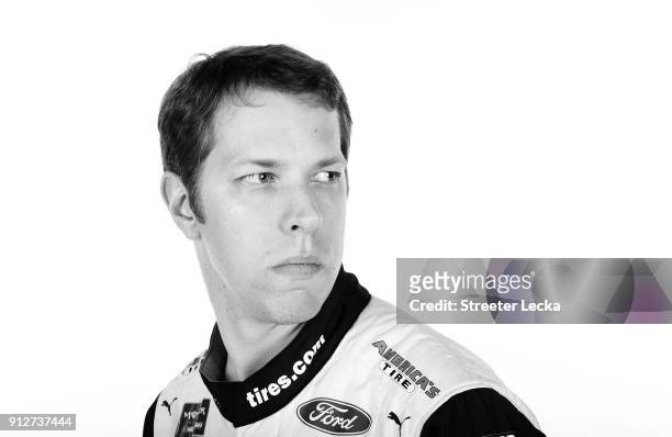 Monster Energy NASCAR Cup Series driver Brad Keselowski poses for a portrait during the Monster Energy NASCAR Cup Series Media Tour at Charlotte...