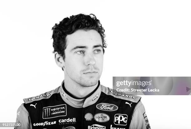 Monster Energy NASCAR Cup Series driver Ryan Blaney poses for a portrait during the Monster Energy NASCAR Cup Series Media Tour at Charlotte...