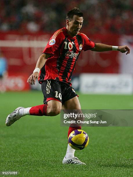 Dejan Damjanovic of Seoul in action during the AFC Champions League match between FC Seoul and Umm-Salal at Seoul World Cup Stadium on September 30,...