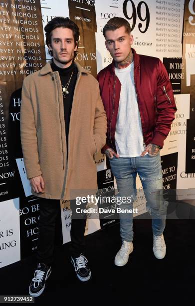 Diego Barrueco and Stephen James Hendry attend House 99 brand launch at Harvey Nichols on January 31, 2018 in London, England.