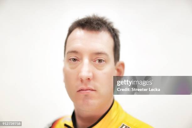 Monster Energy NASCAR Cup Series driver Kyle Busch poses for a portrait during the Monster Energy NASCAR Cup Series Media Tour at Charlotte...