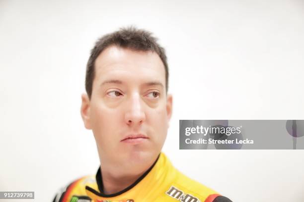 Monster Energy NASCAR Cup Series driver Kyle Busch poses for a portrait during the Monster Energy NASCAR Cup Series Media Tour at Charlotte...