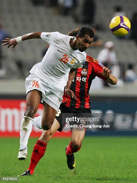 Dahi Alnaami of Umm-Salal in action during the AFC Champions League match between FC Seoul and Umm-Salal at Seoul World Cup Stadium on September 30,...