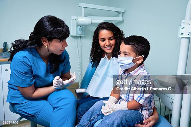 dental care - gloves clasped hands ストックフォトと画像