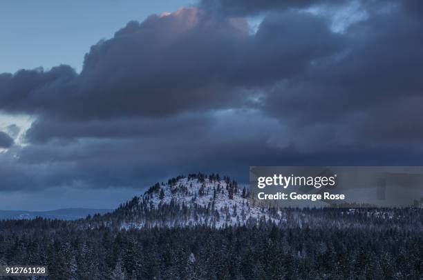 Light dusting of snow from a fast-moving overnight storm is viewed on January 25 in South Lake Tahoe, California. Though a six-year drought in...