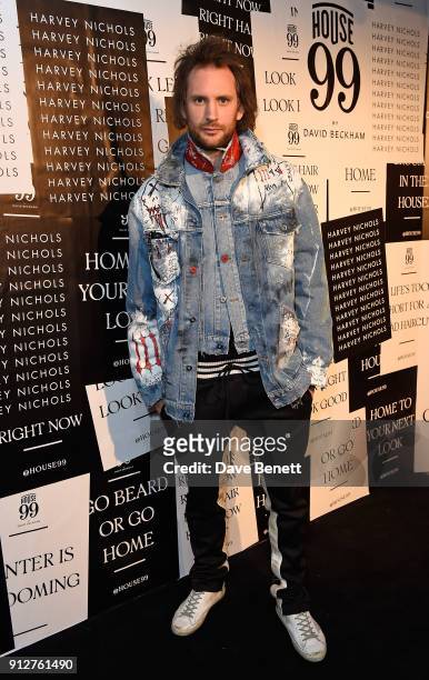 Marc Jacques Burton attends House 99 brand launch at Harvey Nichols on January 31, 2018 in London, England.