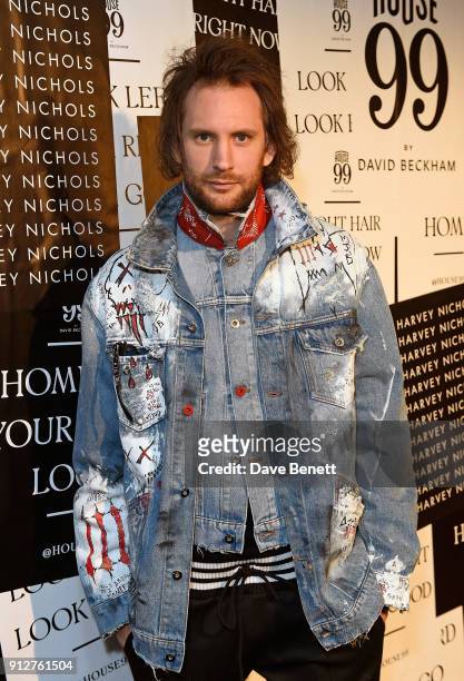 Marc Jacques Burton attends House 99 brand launch at Harvey Nichols on January 31, 2018 in London, England.