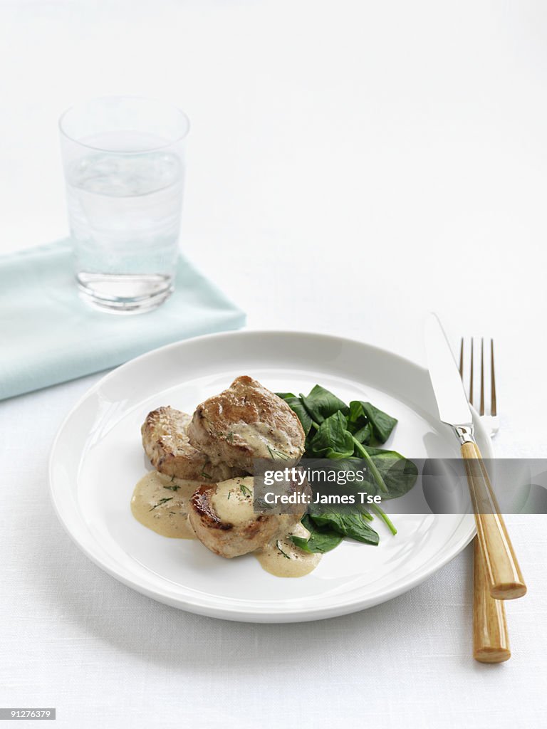 Pork with Spinach and Sauce