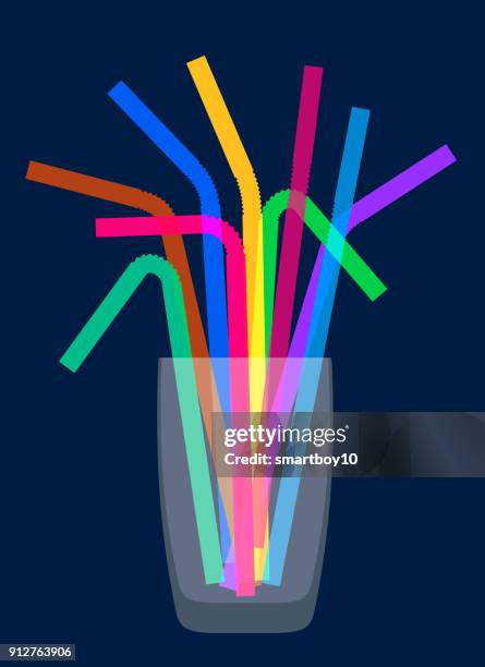 plastic drinking straws - plastic straw stock illustrations