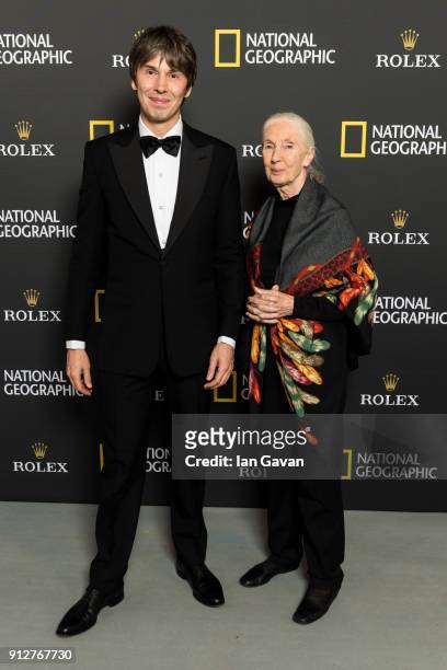 Professor Brian Cox and Dr Jane Goodall arrive for the National Geographic 'An Evening Of Exploration', celebrating 130 years of National Geographic...