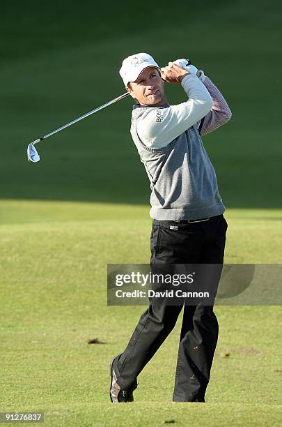 Steve Webster of England in action during the final practice round of The Alfred Dunhill Links Championship at The Old Course on September 30, 2009...