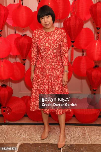 Angelica Cheung attends the Wendy Yu's Chinese New Year celebration at Kensington Palace on January 31, 2018 in London, England.