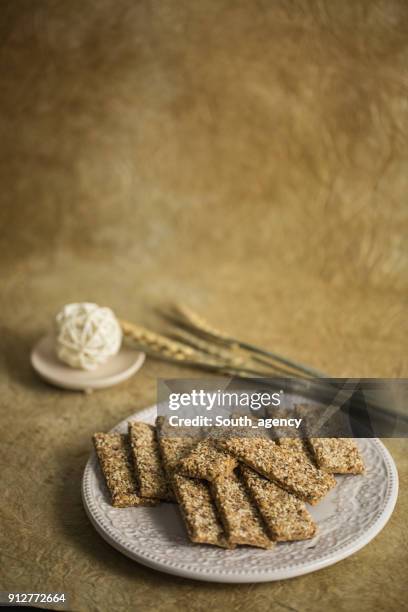 thyme crackers - cracker crumbs stock pictures, royalty-free photos & images