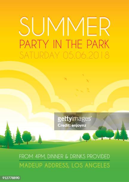 bright summer park background - public park stock illustrations