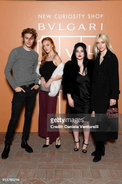 Lucky Blue Smith, Daisy Clementine Smith, Starlie Cheyenne Smith and Pyper America attend New Curiosity Shop on January 31, 2018 in Rome, Italy.
