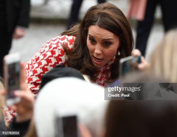 Catherine, Duchess of Cambridge at the Matteusskolan in Stockholm where she took part in the YAM programme during one of their mental health activity...