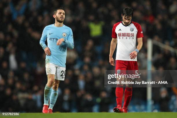 Claudio Jacob of West Bromwich Albion dejected during the Premier League match between Manchester City and West Bromwich Albion at Etihad Stadium on...