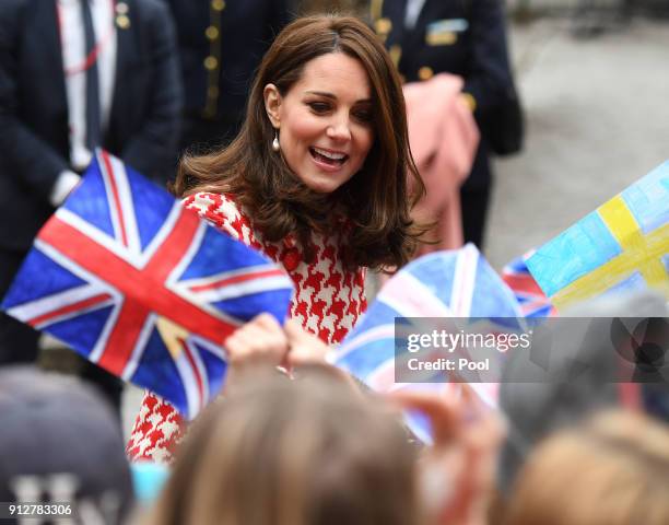 Catherine, Duchess of Cambridge at the Matteusskolan in Stockholm where she took part in the YAM programme during one of their mental health activity...