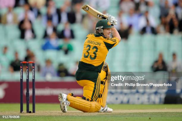 Shane Watson of Australia hits a boundary during the 1st NatWest Series One Day International between England and Australia at The Oval, London, 4th...