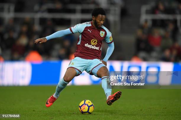 Burnley player Georges-Kevin N'Koudou in action during the Premier League match between Newcastle United and Burnley at St. James Park on January 31,...