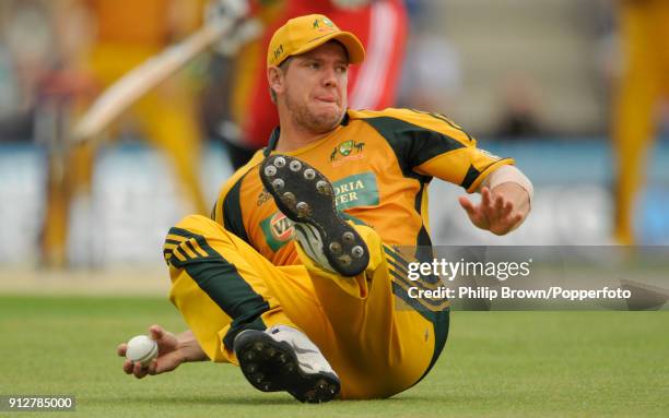 James Hopes of Australia fields the ball during the 3rd NatWest Series One Day International between England and Australia at The Rose Bowl,...