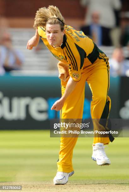 Nathan Bracken bowling for Australia during the 4th NatWest Series One Day International between England and Australia at Lord's Cricket Ground,...