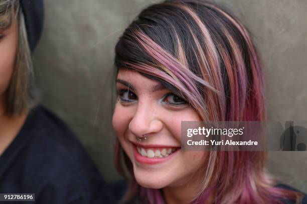emo girl in liberdade district of sao paulo - asian emo stock pictures, royalty-free photos & images