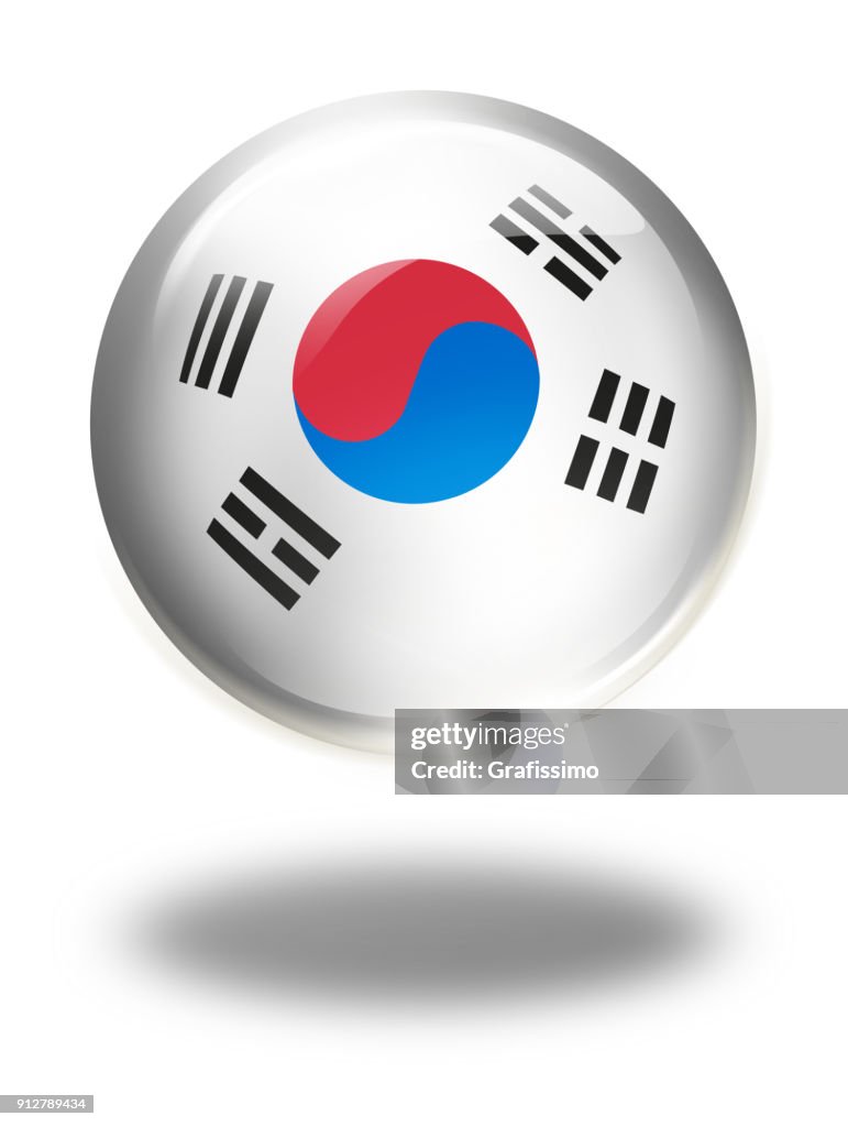 Korean Button South Korea Button With Flag Isolated On White High-Res Vector Graphic ...