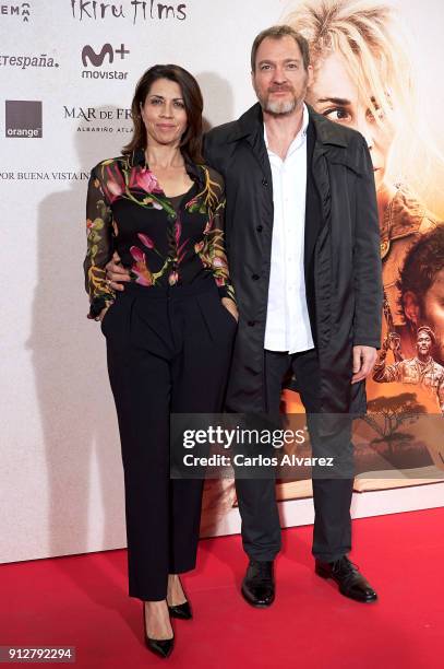 Actress Alicia Borrachero and Ben Temple attend 'El Cuaderno De Sara' premiere at the Capitol cinema on January 31, 2018 in Madrid, Spain.